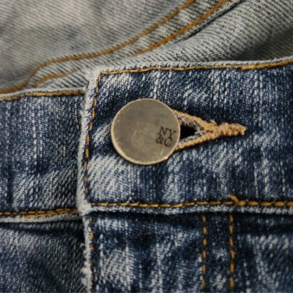 NY&Company Straight Leg Women's Size 10 Tall Blue Denim Distressed Stretch Jeans - Picture 5 of 12